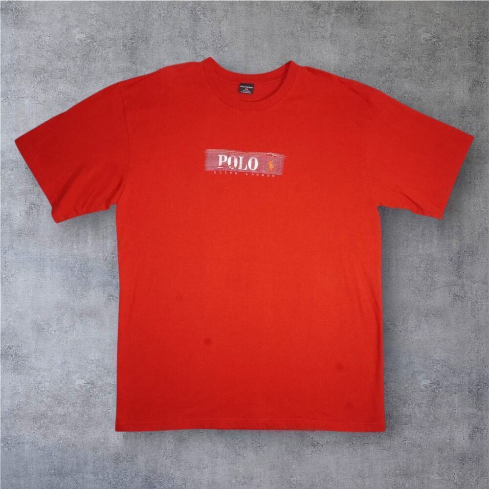 Vintage Polo Sport Ralph Lauren Graphic T-Shirt Red USA Made 2 Sided